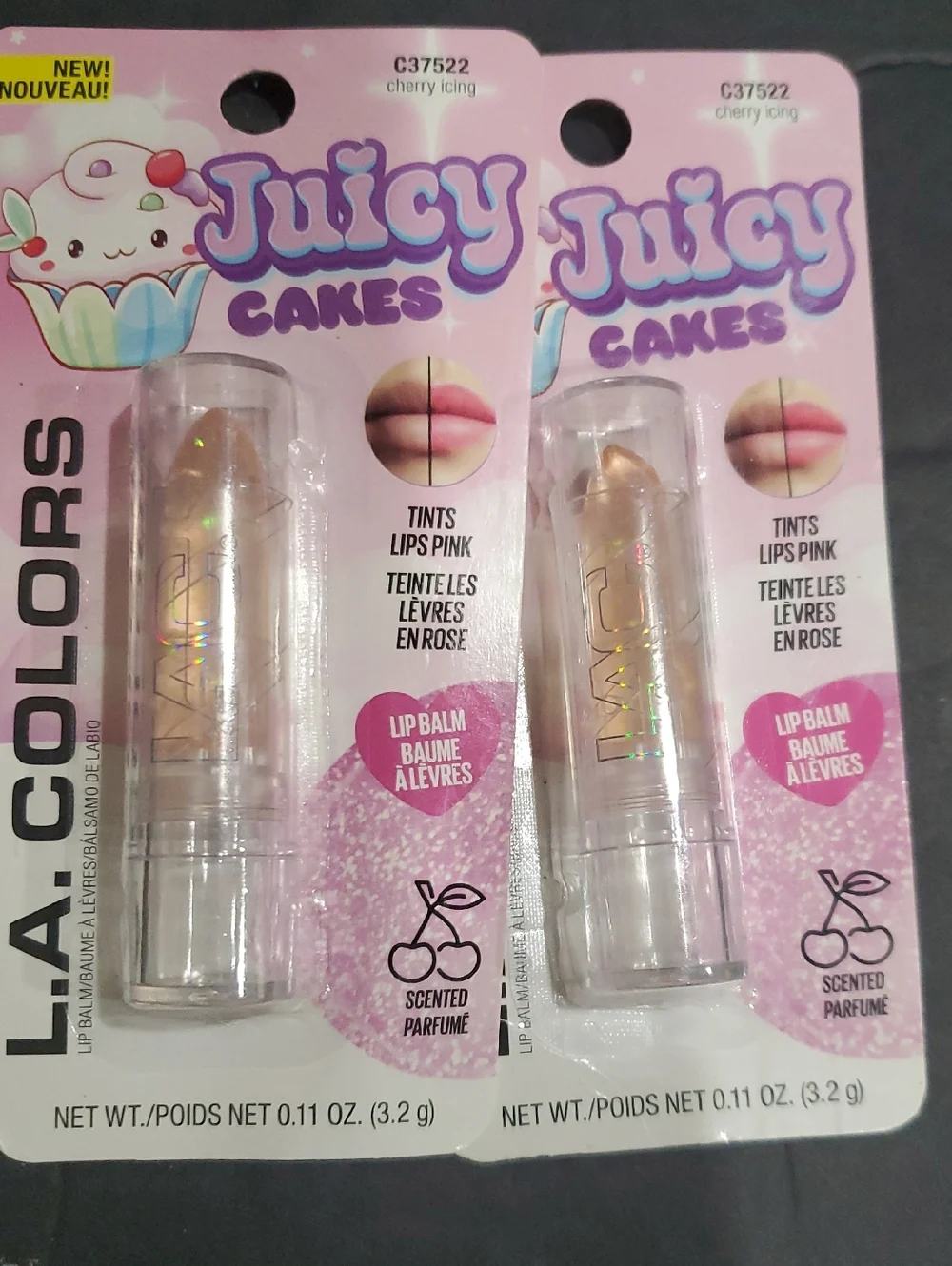 2pack juicy‎ cakes cherry flavored icing lip balms brand new